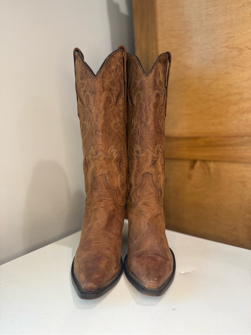 Dan Post Distressed Tan Western Riding Boots